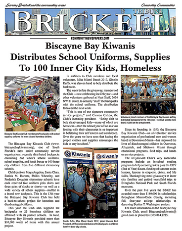 Biscayne Bay Kiwanis Distributes School Uniforms